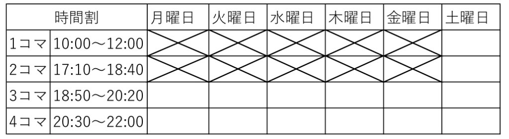 藤原塾 講師時間割
